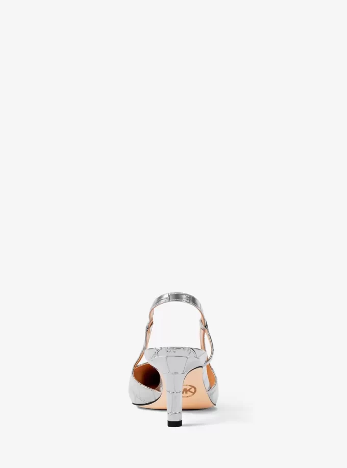 Alora Metallic Crocodile Embossed Leather Slingback Pump Alora Metallic Crocodile Embossed Leather Slingback Pump