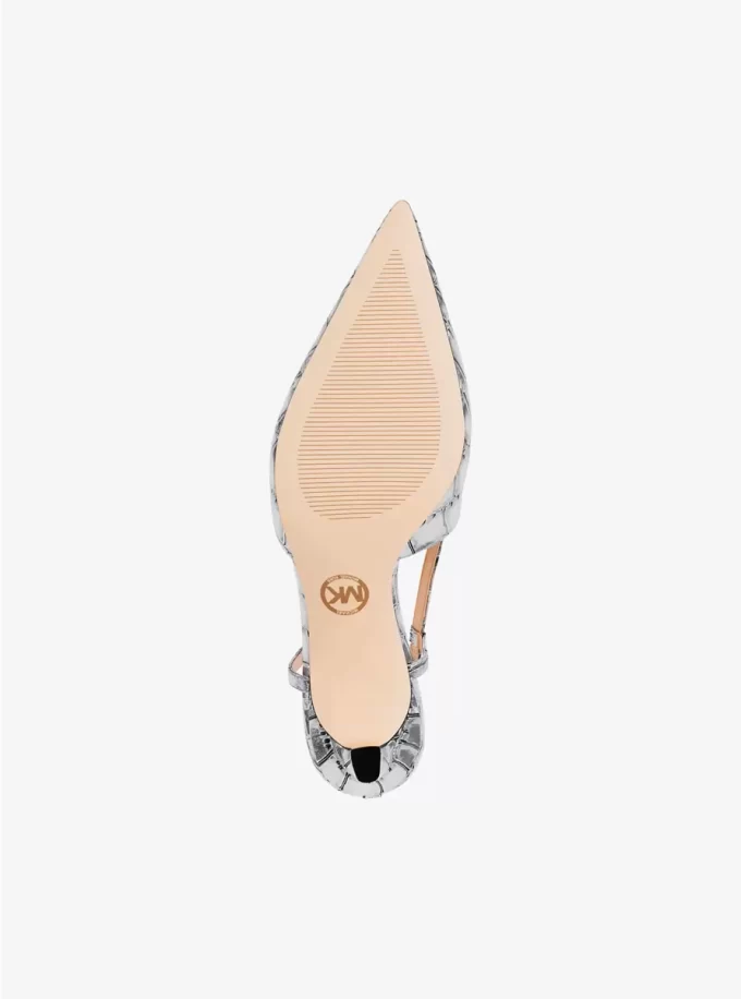 Alora Metallic Crocodile Embossed Leather Slingback Pump Alora Metallic Crocodile Embossed Leather Slingback Pump