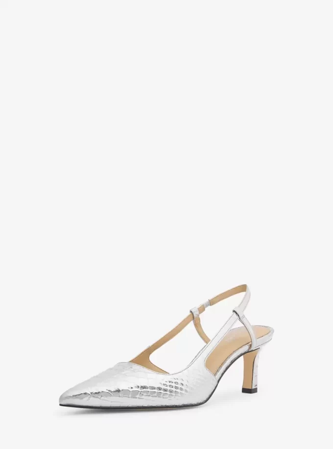 Alora Metallic Snake Embossed Leather Slingback Pump Alora Metallic Snake Embossed Leather Slingback Pump