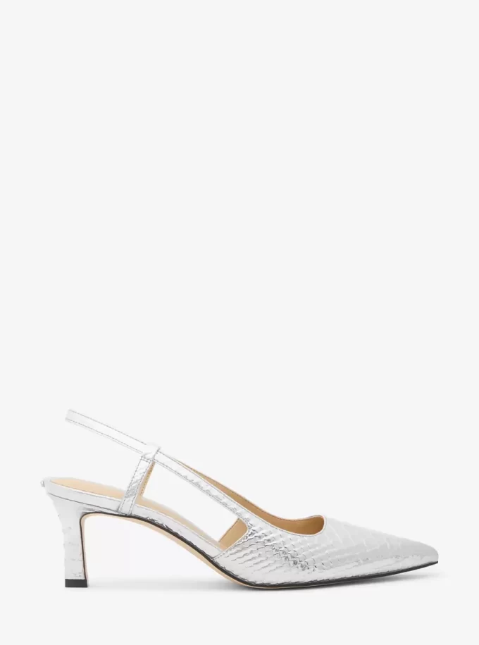 Alora Metallic Snake Embossed Leather Slingback Pump Alora Metallic Snake Embossed Leather Slingback Pump