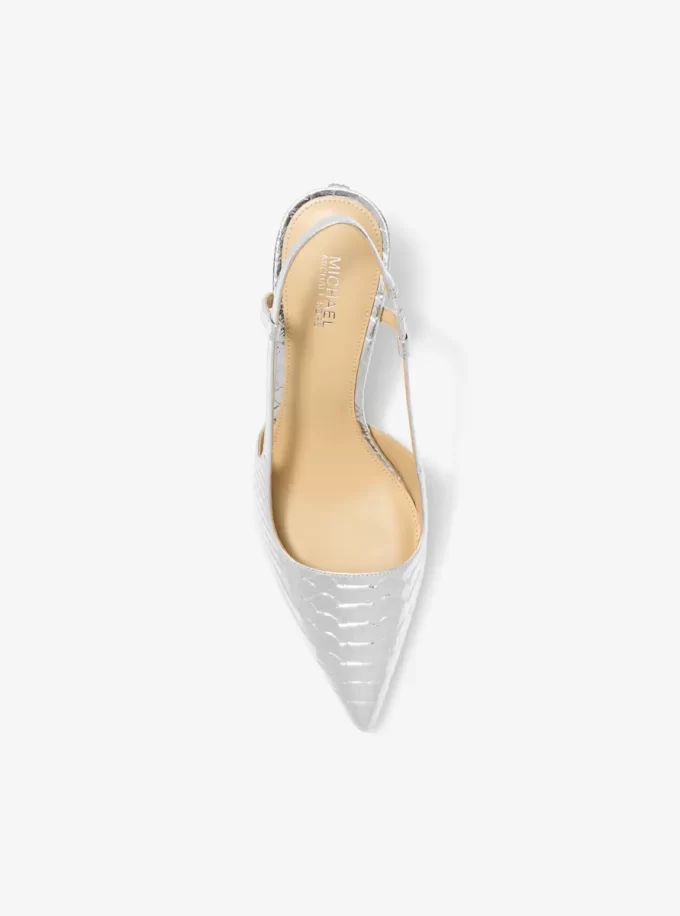 Alora Metallic Snake Embossed Leather Slingback Pump Alora Metallic Snake Embossed Leather Slingback Pump