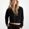 Bluza z kapturem i zamkiem błyskawicznym z żakardowym motywem i logo Jacquard Charm Bluza z kapturem i zamkiem błyskawicznym z żakardowym motywem i logo Jacquard Charm