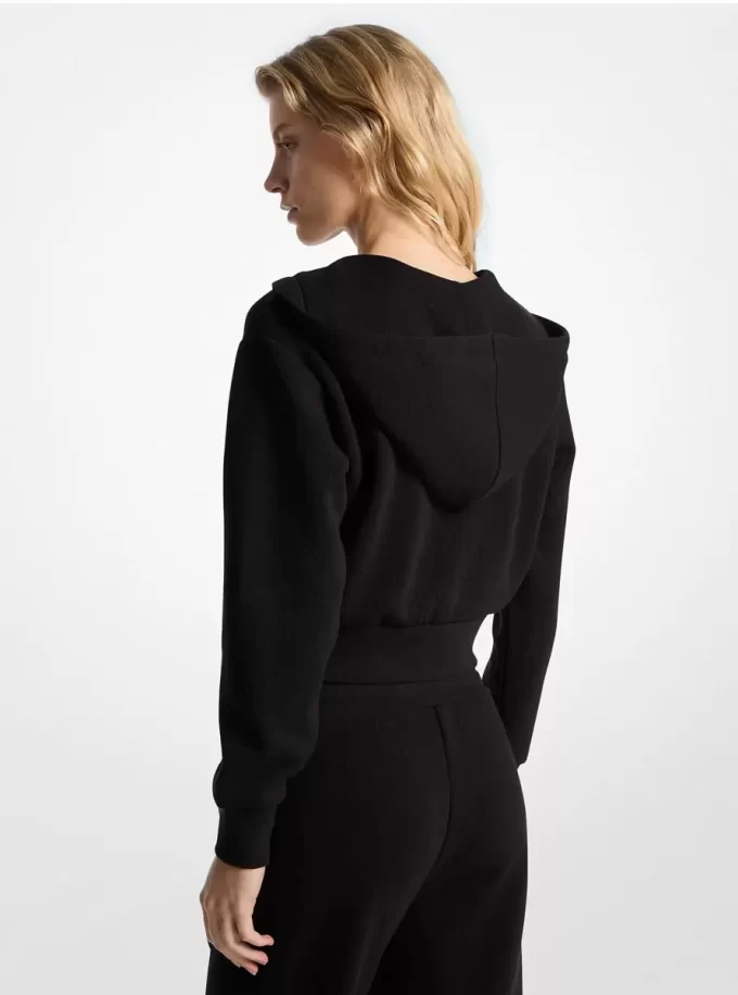 Bluza z kapturem i zamkiem błyskawicznym z żakardowym motywem i logo Jacquard Charm Bluza z kapturem i zamkiem błyskawicznym z żakardowym motywem i logo Jacquard Charm