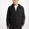 Bluza z kapturem i zamkiem błyskawicznym z mieszanki bawełny i logo Bluza z kapturem i zamkiem błyskawicznym z mieszanki bawełny i logo