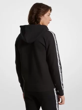 Bluza z kapturem i zamkiem błyskawicznym z mieszanki bawełny i logo Bluza z kapturem i zamkiem błyskawicznym z mieszanki bawełny i logo