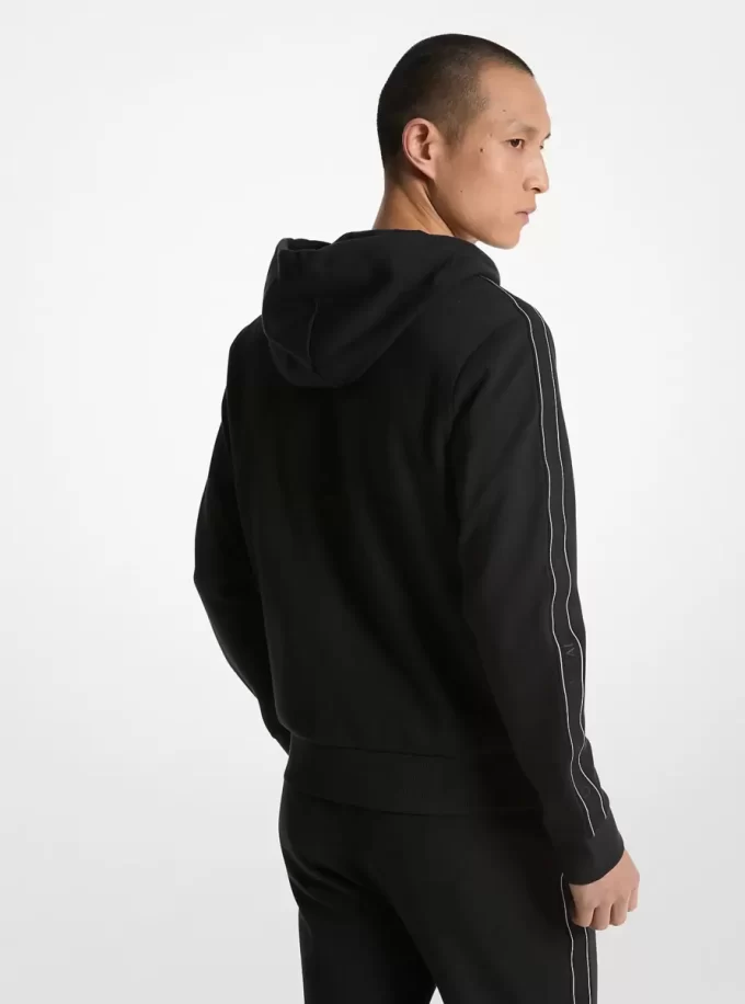 Bluza z kapturem i zamkiem błyskawicznym z mieszanki bawełny i logo Bluza z kapturem i zamkiem błyskawicznym z mieszanki bawełny i logo