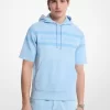 Bluza z kapturem z krótkim rękawem i bawełną barwioną na odzieży z logo