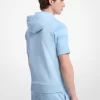 Bluza z kapturem z krótkim rękawem i bawełną barwioną na odzieży z logo