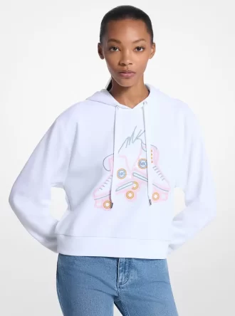 Bluza z kapturem z mieszanki bawełny z cekinami i grafiką