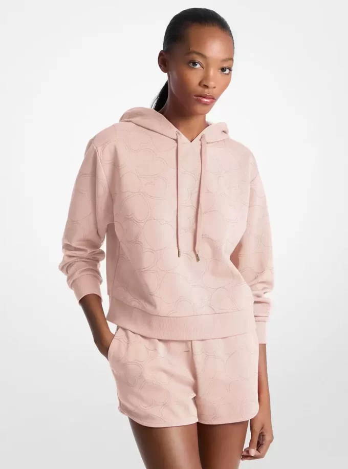 Bluza z kapturem z mieszanki bawełny z haftem w kształcie serca Bluza z kapturem z mieszanki bawełny z haftem w kształcie serca