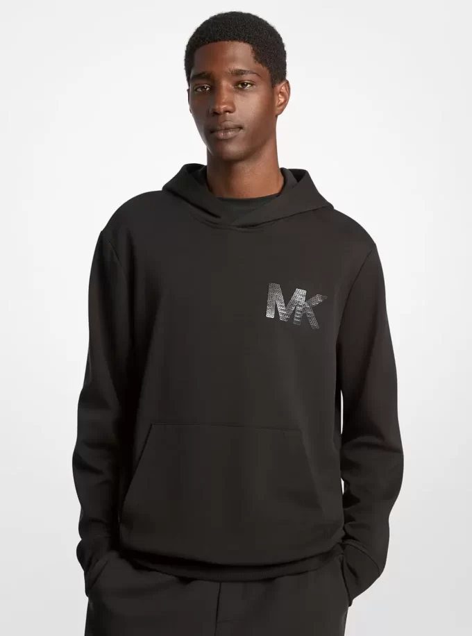 Bluza z kapturem z mieszanki bawełny z ozdobnym logo Bluza z kapturem z mieszanki bawełny z ozdobnym logo