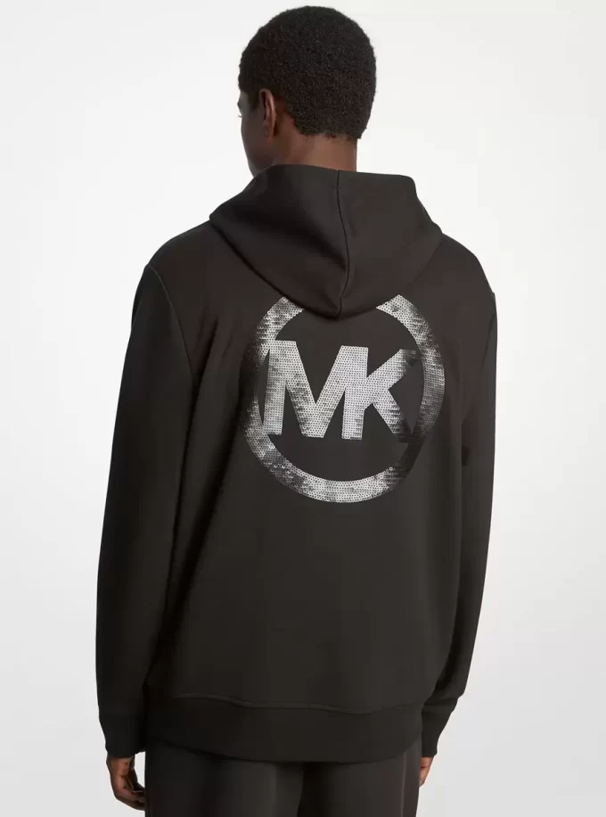 Bluza z kapturem z mieszanki bawełny z ozdobnym logo Bluza z kapturem z mieszanki bawełny z ozdobnym logo