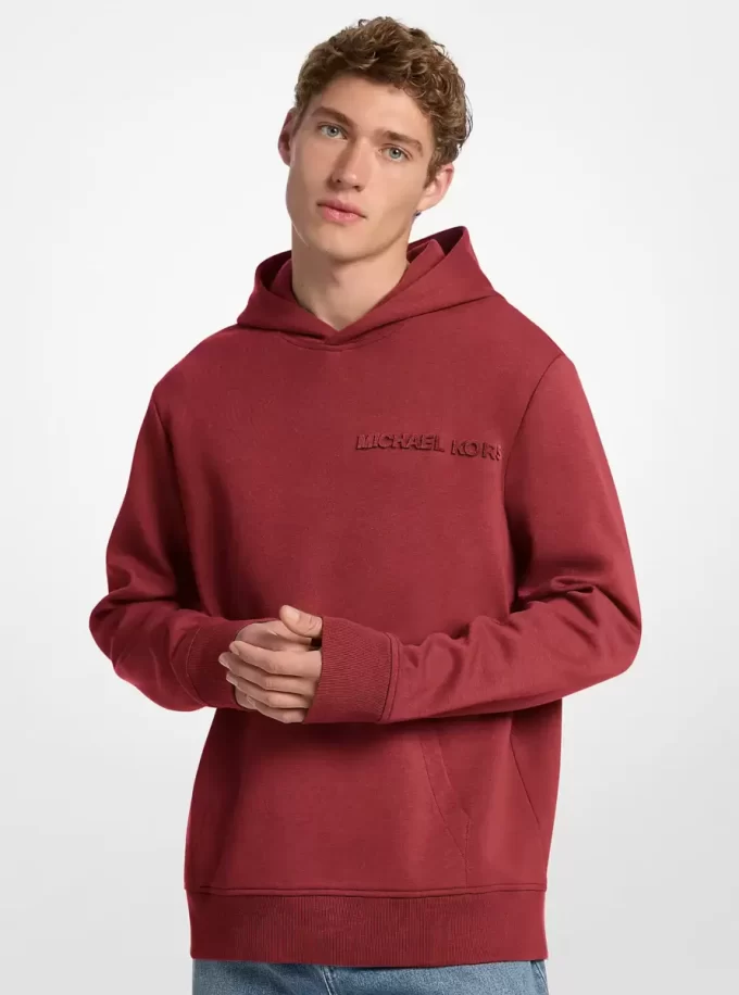Bluza z kapturem z wytłoczonym logo z mieszanki bawełny Bluza z kapturem z wytłoczonym logo z mieszanki bawełny