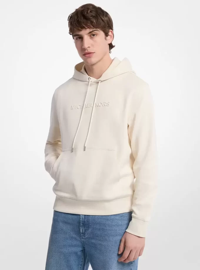 Bluza z kapturem z wytłoczonym logo z mieszanki bawełny Bluza z kapturem z wytłoczonym logo z mieszanki bawełny