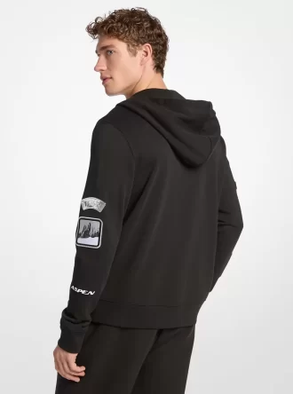 Bluza z kapturem zapinana na zamek z bawełny zdobionej
