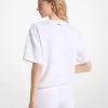 Bluza z krótkim rękawem i dzianiną żakardową z logo