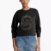Bluza z mieszanki bawełny z ozdobnym logo Bluza z mieszanki bawełny z ozdobnym logo