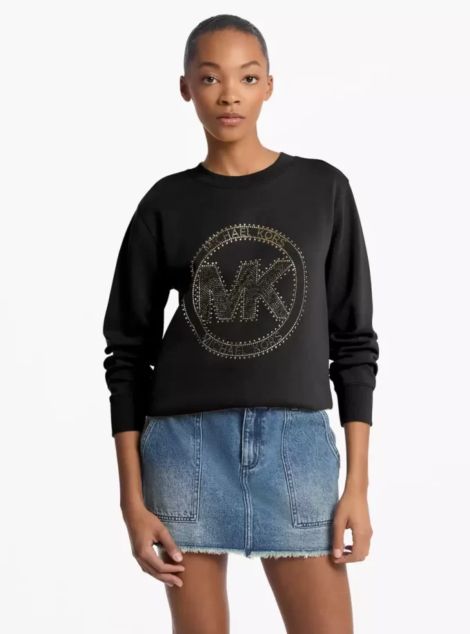 Bluza z mieszanki bawełny z ozdobnym logo Bluza z mieszanki bawełny z ozdobnym logo