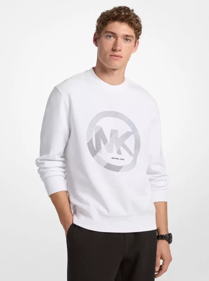 Bluza z okrągłym dekoltem i graficznym logo z mieszanki bawełny Bluza z okrągłym dekoltem i graficznym logo z mieszanki bawełny