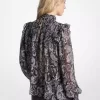 Bluzka z żorżety w metalicznym wzorze paisley