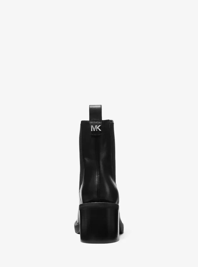 Botki Houston Leather Block Heel Ankle Boots