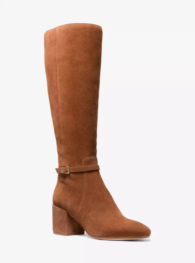 Buty Ella Suede Wide Calf Block Heel Buty Ella Suede Wide Calf Block Heel