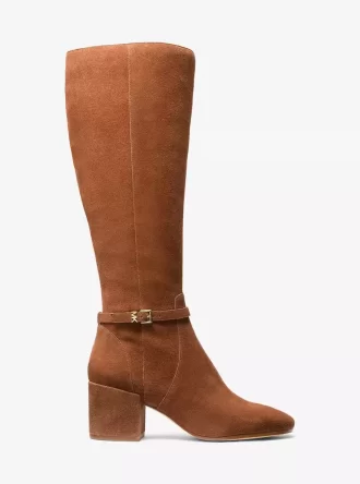 Buty Ella Suede Wide Calf Block Heel