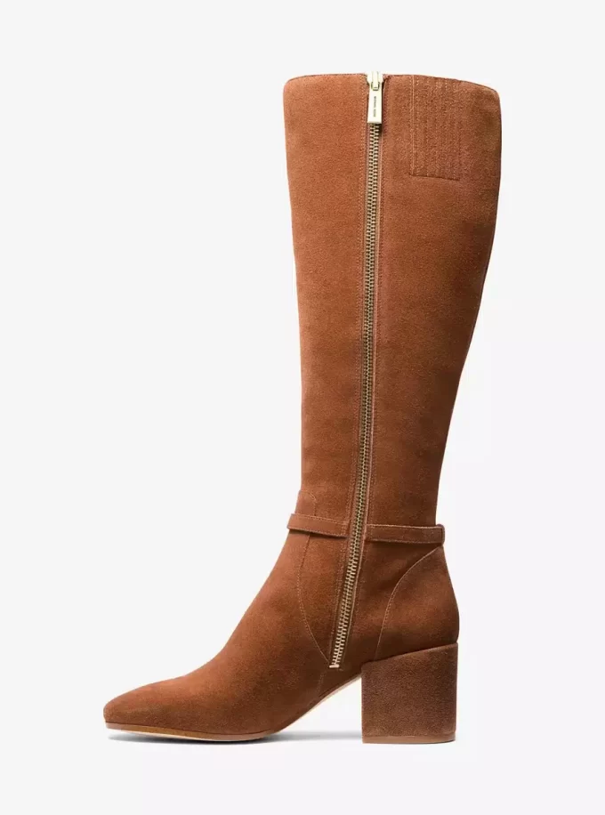 Buty Ella Suede Wide Calf Block Heel Buty Ella Suede Wide Calf Block Heel