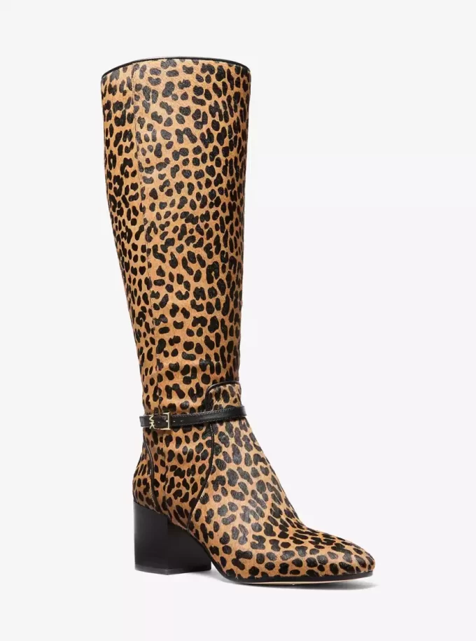 Buty Ella z nadrukiem w panterkę i licowym obcasem blokowym Buty Ella z nadrukiem w panterkę i licowym obcasem blokowym