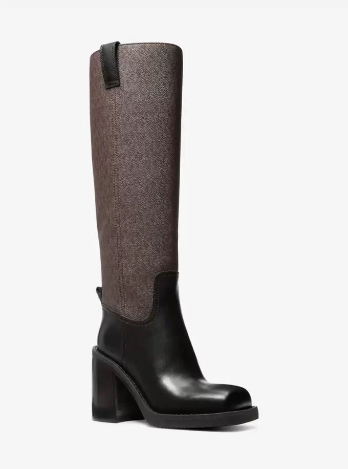 Buty Houston Signature z logo i skórzanym obcasem blokowym Buty Houston Signature z logo i skórzanym obcasem blokowym