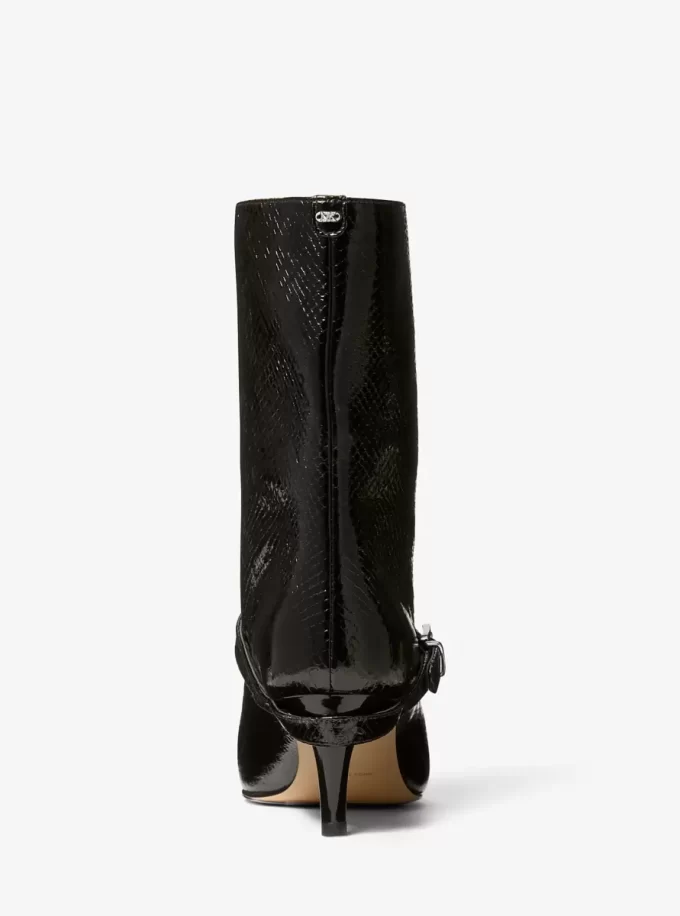 Buty Kasia ze skóry z wytłoczonym wzorem węża i klamrą Buty Kasia ze skóry z wytłoczonym wzorem węża i klamrą