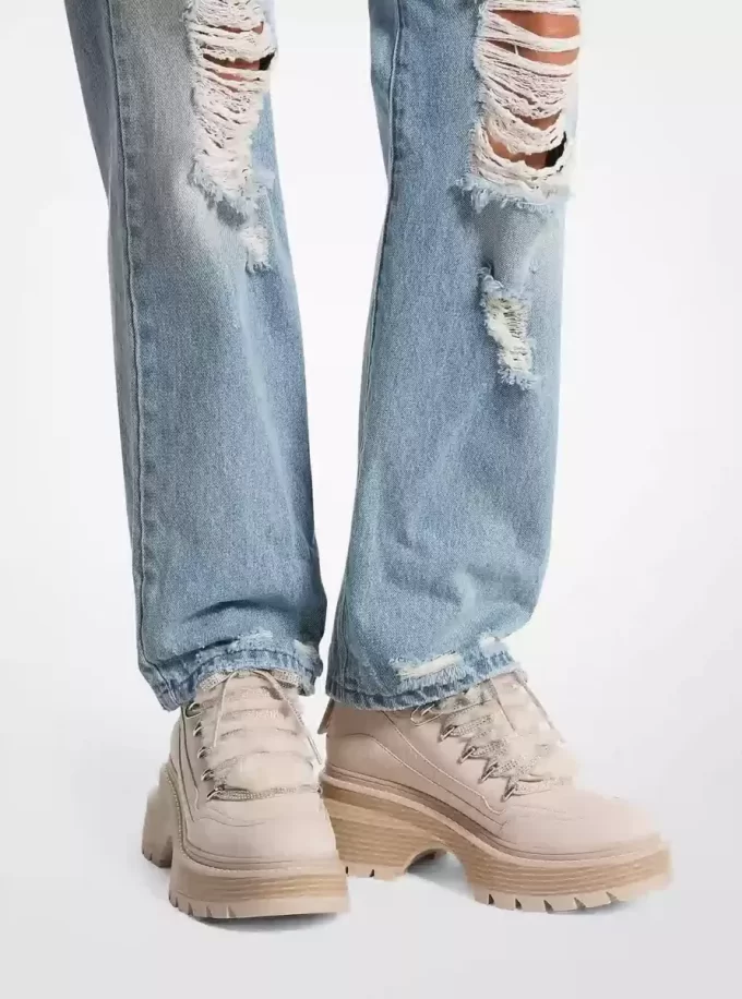 Buty na platformie Shiloh z nubuku i sztucznego futra Buty na platformie Shiloh z nubuku i sztucznego futra