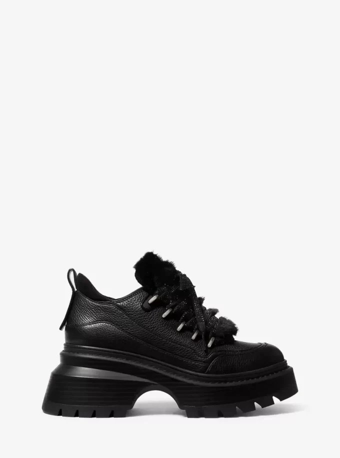 Buty na platformie Shiloh ze skóry i sztucznego futra Buty na platformie Shiloh ze skóry i sztucznego futra