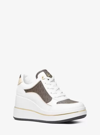 Buty sportowe na koturnie ze skóry z logo Emmy