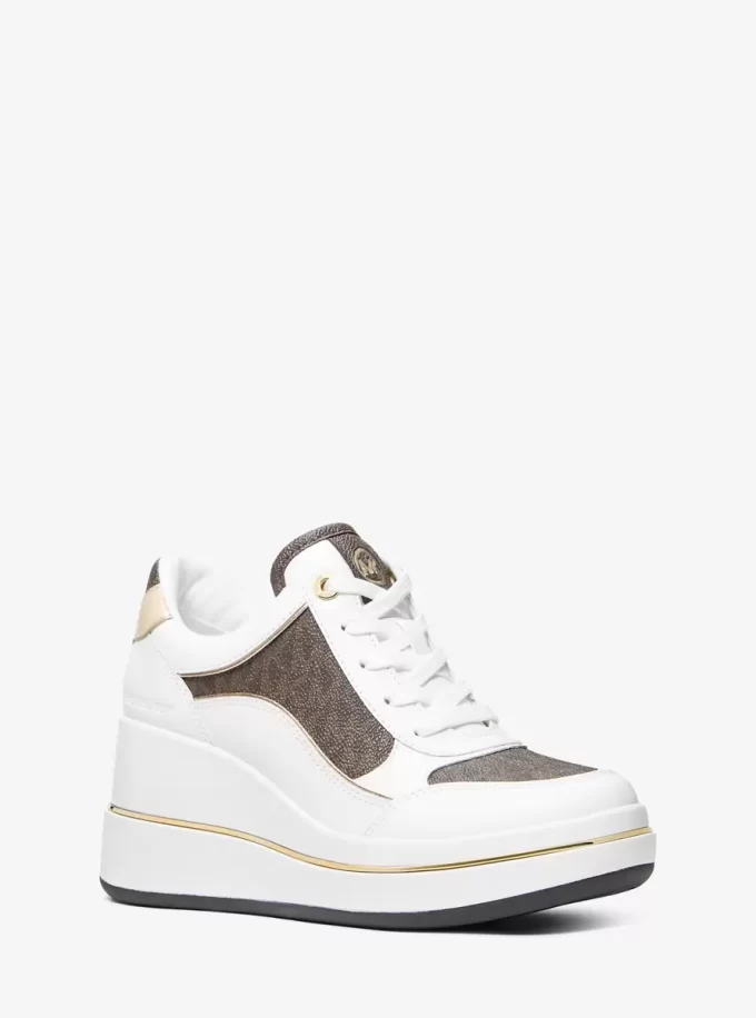 Buty sportowe na koturnie ze skóry z logo Emmy Buty sportowe na koturnie ze skóry z logo Emmy
