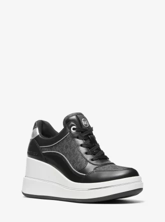 Buty sportowe na koturnie ze skóry z logo Emmy