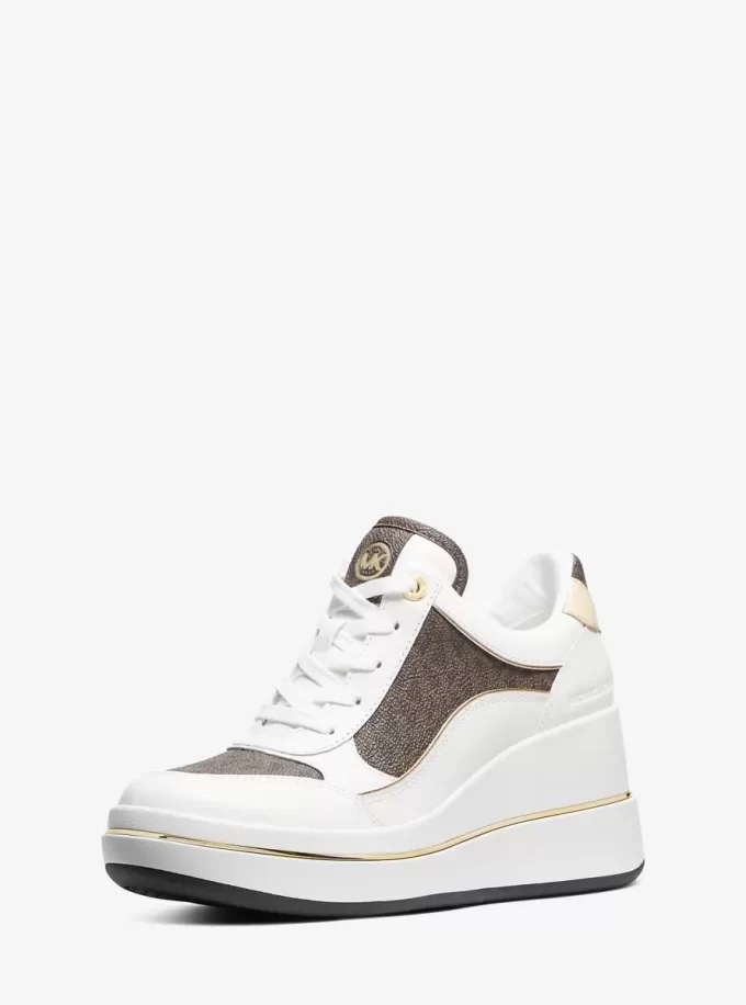 Buty sportowe na koturnie ze skóry z logo Emmy Buty sportowe na koturnie ze skóry z logo Emmy