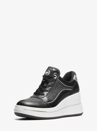 Buty sportowe na koturnie ze skóry z logo Emmy