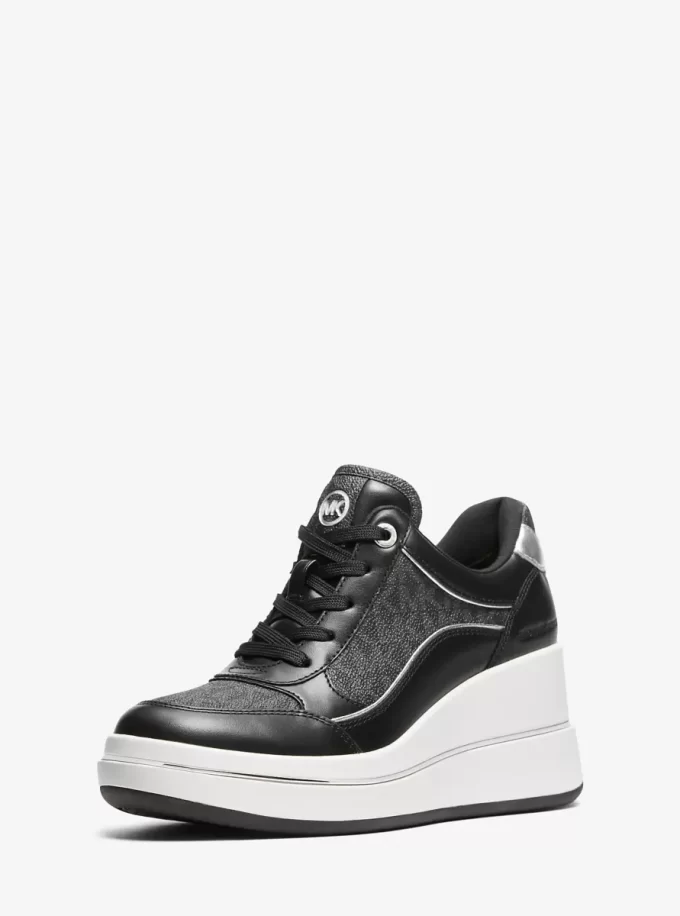 Buty sportowe na koturnie ze skóry z logo Emmy Buty sportowe na koturnie ze skóry z logo Emmy