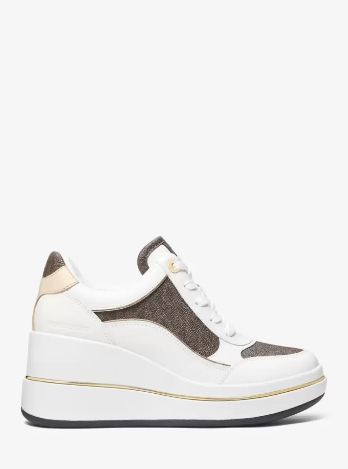 Buty sportowe na koturnie ze skóry z logo Emmy Buty sportowe na koturnie ze skóry z logo Emmy
