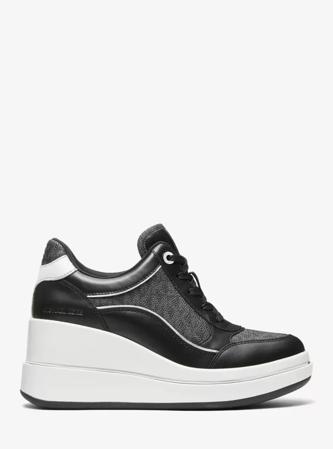 Buty sportowe na koturnie ze skóry z logo Emmy Buty sportowe na koturnie ze skóry z logo Emmy