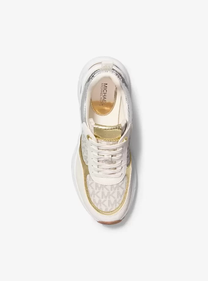 Buty sportowe z logo Katrina Signature i wytłoczonym metalicznym wzorem jaszczurki Buty sportowe z logo Katrina Signature i wytłoczonym metalicznym wzorem jaszczurki