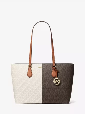 Duża dwukolorowa torba typu tote Sheila z logo