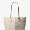 Duża metaliczna torba typu tote Sheila w dwóch odcieniach z logo Duża metaliczna torba typu tote Sheila w dwóch odcieniach z logo