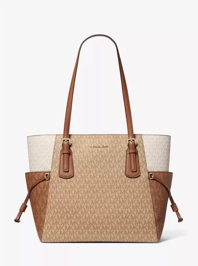 Duża torba typu tote Voyager z blokami kolorów i logo Signature Duża torba typu tote Voyager z blokami kolorów i logo Signature