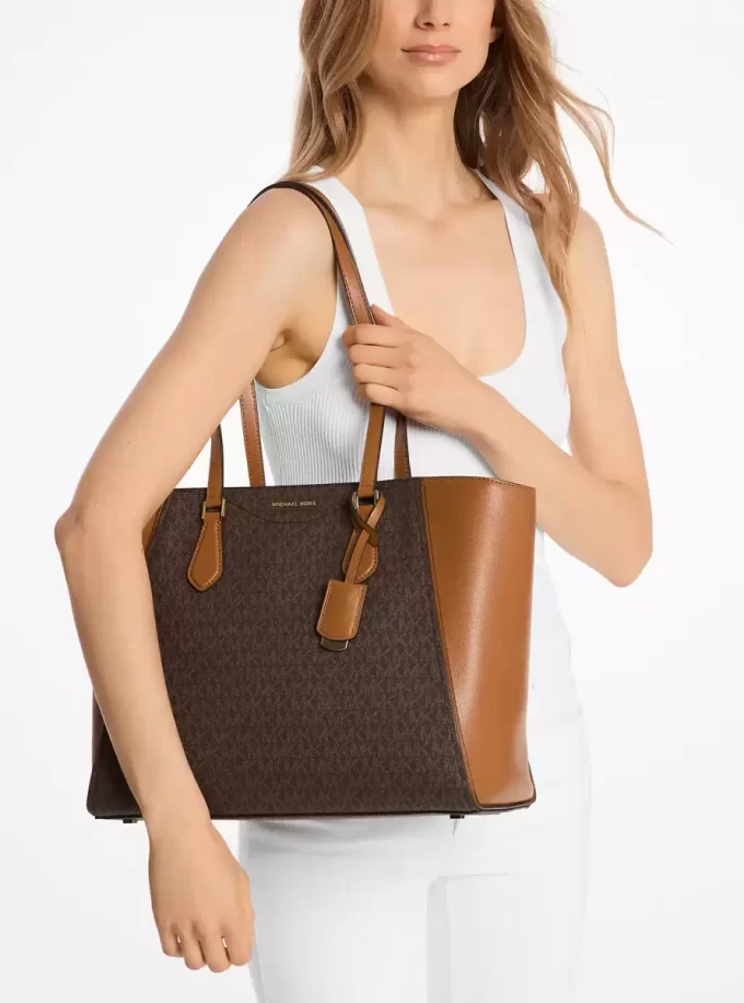 Duża torba typu tote z logo i skóry Taryn