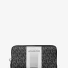 Duży metaliczny portfel na smartfon Jet Set z logo w paski Duży metaliczny portfel na smartfon Jet Set z logo w paski
