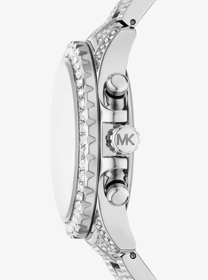 Duży zegarek Everest Pavé w kolorze srebrnym Duży zegarek Everest Pavé w kolorze srebrnym