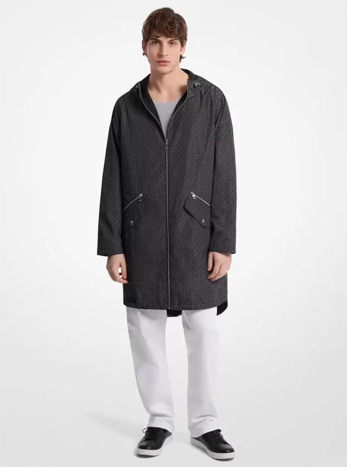 Dwustronna kurtka typu anorak z logo Signature Dwustronna kurtka typu anorak z logo Signature