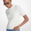 Dzianinowy sweter z krótkim rękawem Dzianinowy sweter z krótkim rękawem